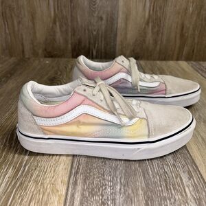 Vans Old Skool Womens US Size 6 Pink White Suede Skate Tie Dye Sneaker Shoes